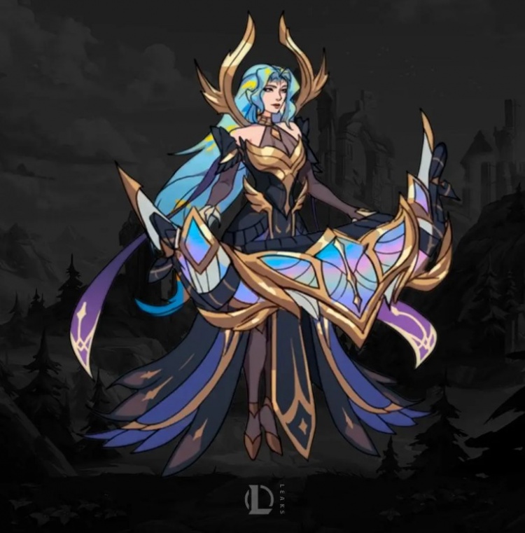 外媒爆料德玛西亚新赛季琴女皮肤模型:以黑金蓝色为主